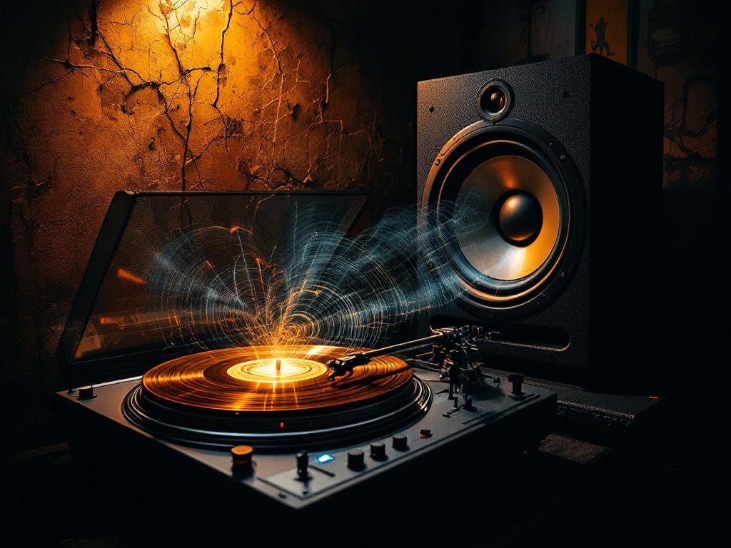 Record player playing music